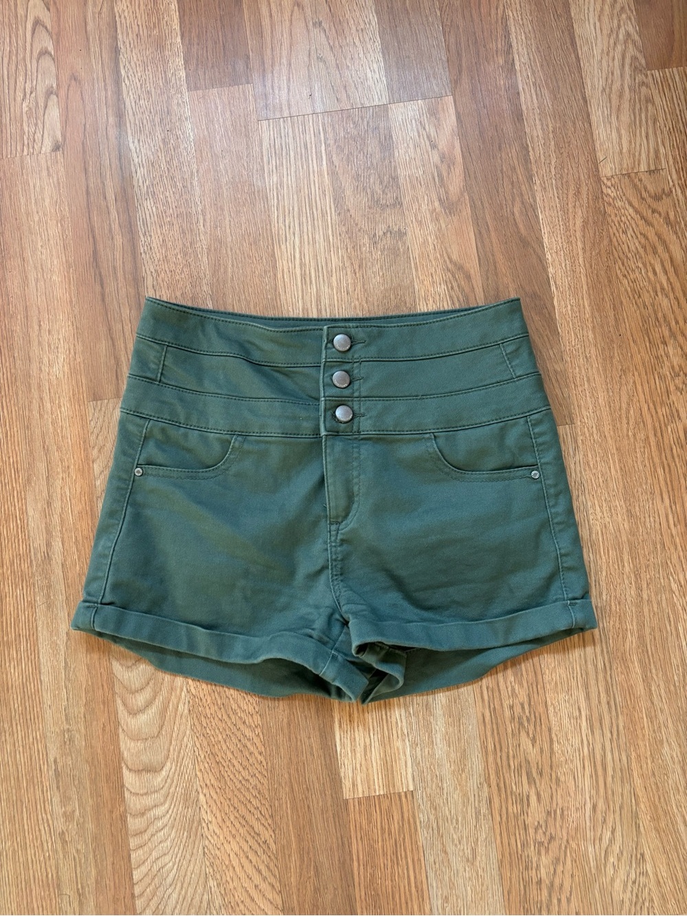 Tinseltown Denim Couture Soft Stretch Shortie High-Waist Green Women's Shorts 7
